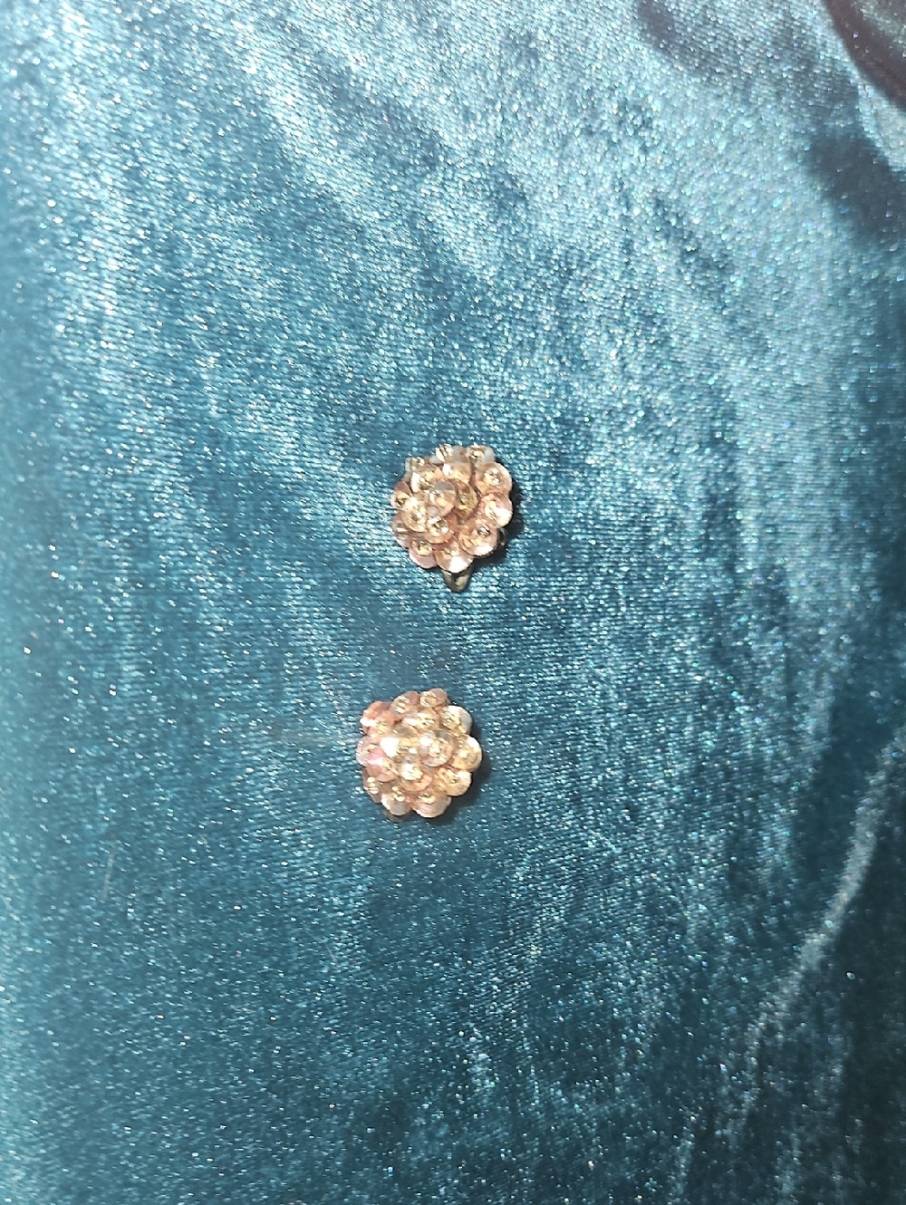 Vintage Pink Sequin Cluster Screwback Earrings